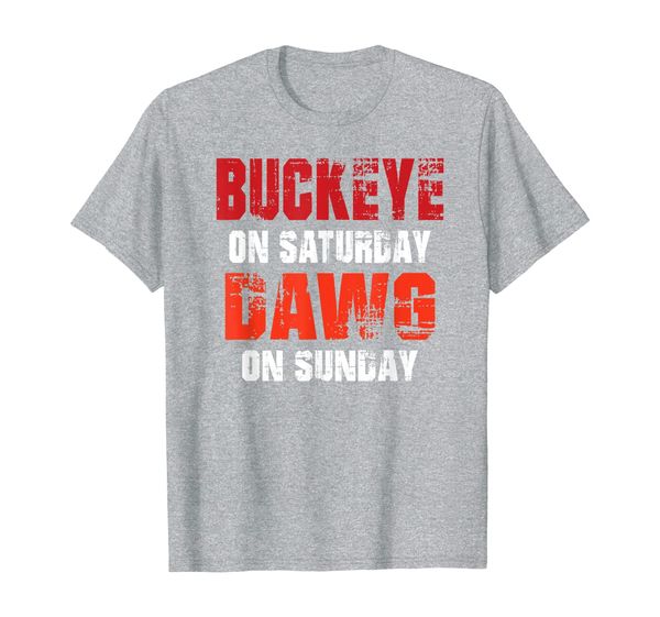 

buckeye on saturday dawg on sunday funny gift cleveland ohio t-shirt, White;black