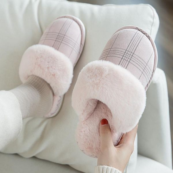 

slippers bonjean women's fur winter warm big size 35-44 plush non slip home shoes indoor couple floor bedroom, Black