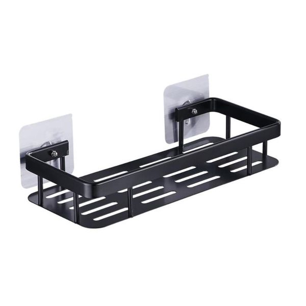 

hooks & rails 1pc wall-mounted storage rack practical kitchen bathroom (black)