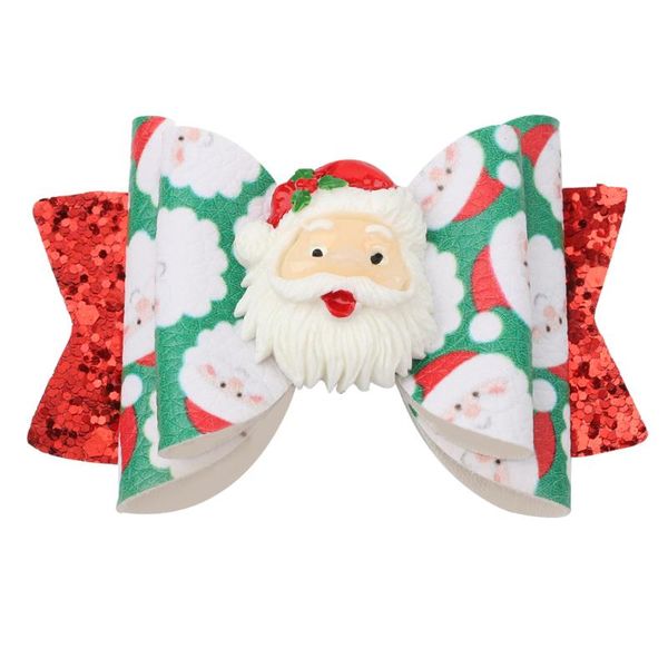 

xmas ribbon bow hair clip headwear kids hairpin toddlers accessories for festival gifts, Slivery;white
