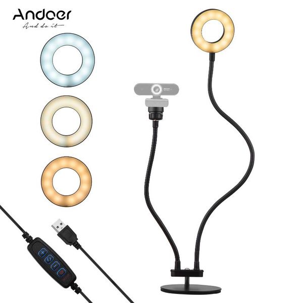 

3.5inch led ring light 5w 3800k-6800k dimmable with adjustable stand 1/4 mount adapter for video streaming pgraphy lighting