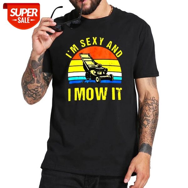 

i'm and i mow it t shirt funny vintage riding mower men's cotton t-shirt 100% cotton summer short sleeve tee #re6z, White;black