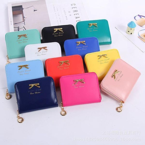 

brand wallet women bowknot small purse pu leather female zipper coin carteras mujer, Red;black