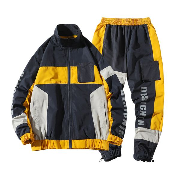 

men's tracksuits conjunto de fatos treino jaqueta masculina moletom + calÃ§as harÃ©m terno esportivo duas peÃ§as masculino hip hop streetw, Gray