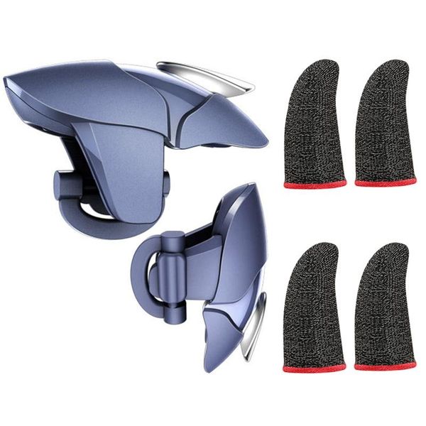 

handle game controller,physical keys gaming finger sets for pubg joystick metal mobile game artifact blue