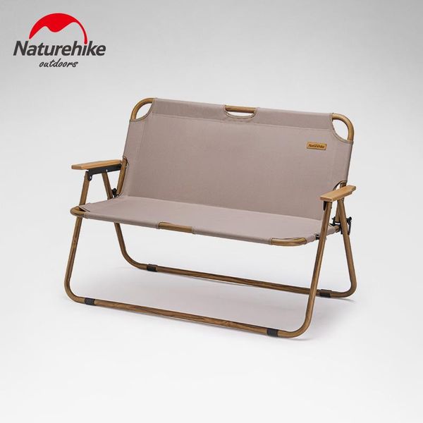 

naturehike outdoor furniture double seats bench wood grain metal aluminum alloy folding camping chair nh20jj002