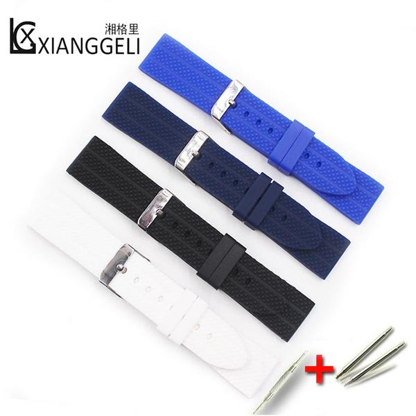 

watch bands accessories rubber silicone strap 22mm watchband for women clock watchbands men's, Black;brown