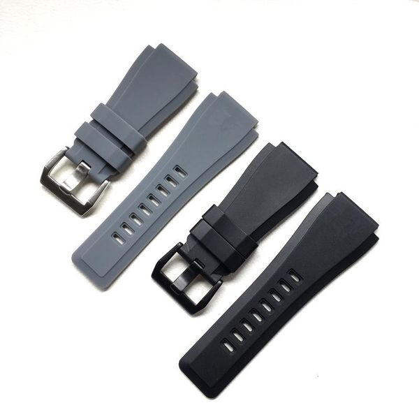 

watch bands breta 34 * 24mm convex sillicone rubber strap for bell series br01 br03 men watchband bracelet belt ross soft, Black;brown
