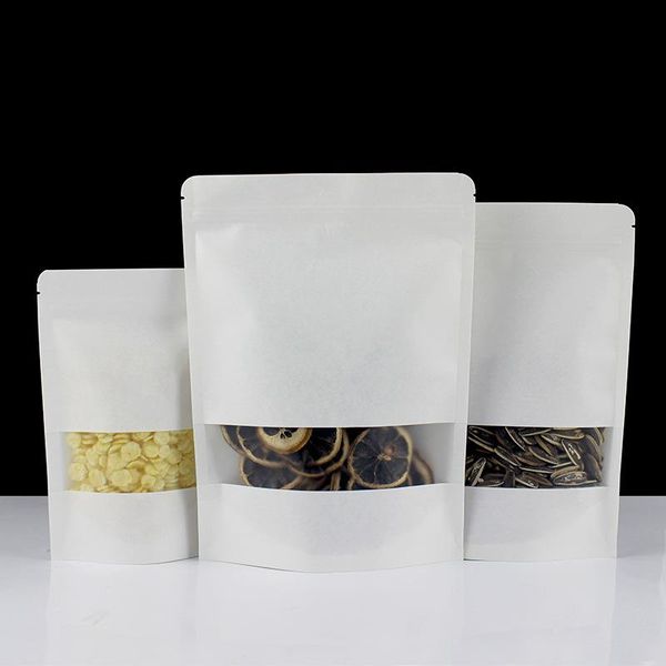 

gift wrap 50pcs kraft paper bags.self-supporting white bags zipper bag christmas