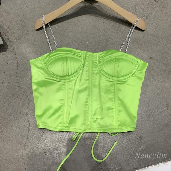 

women's tanks & camis personalized green camisole women sweet wrapped chest strap slim fit all-match fashion simple inner wear crop top, White