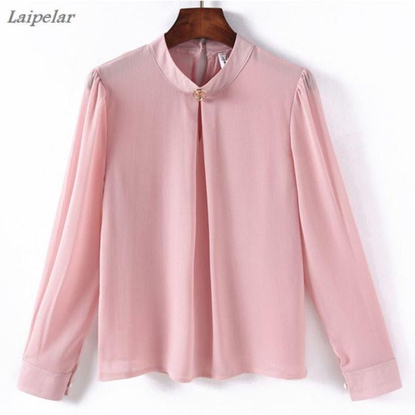 

women's blouses & shirts spring autumn chiffon blouse womens and long sleeve casual female o-neck work wear solid color office, White