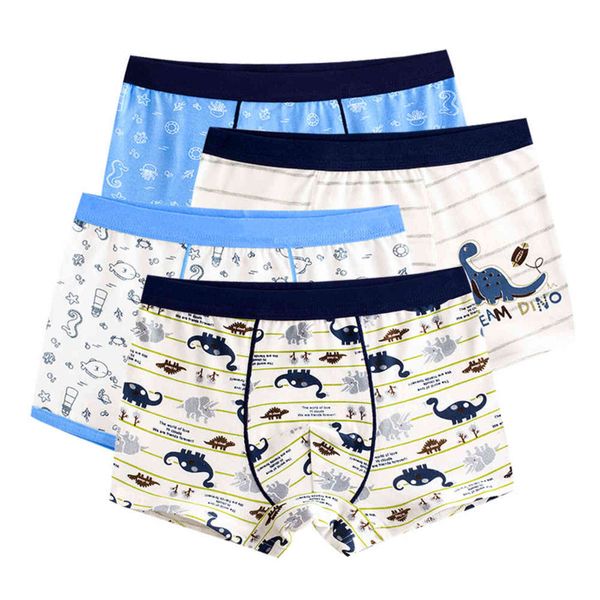 4 peças Crianças Meninos Underwear Cartoon Shorts Calcinhas para Bebé Boxers Listras Adolescente cuecas 4-14T 211122