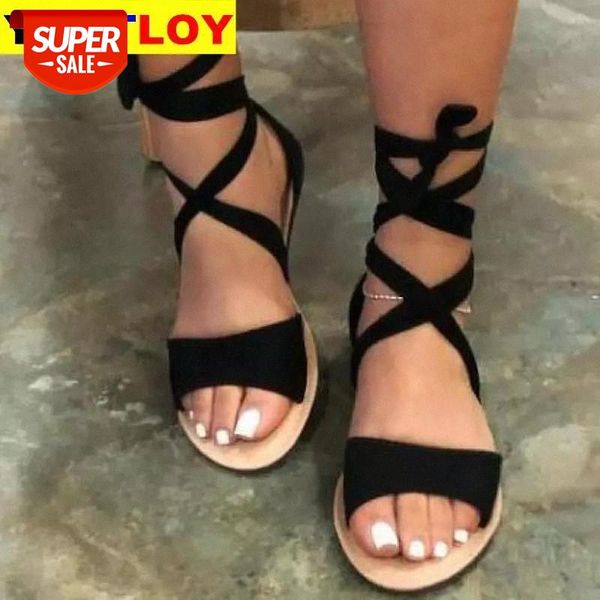 

summer women sandals elastic band peep toe woman shoes cross platform hemp bottom ladies female ankle strap flat with #se32, Black