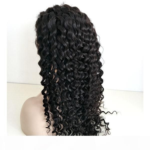 

deep curly human hair full lace wigs pre plucked natural hairline with baby hair 130% density bleached knots for black women angelawigs, Black;brown