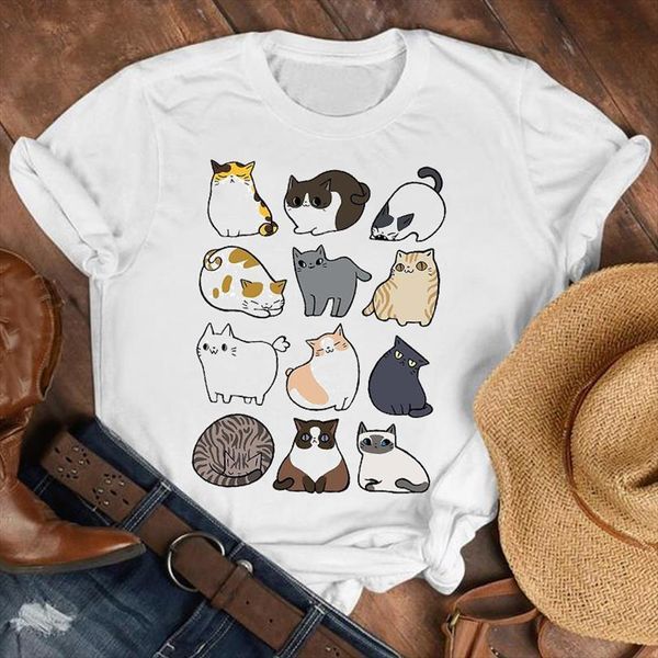 

and women lady animal cat mens t shirt pet womens lovely fashion 90s style cartoon clothes tee female graphic, White;black