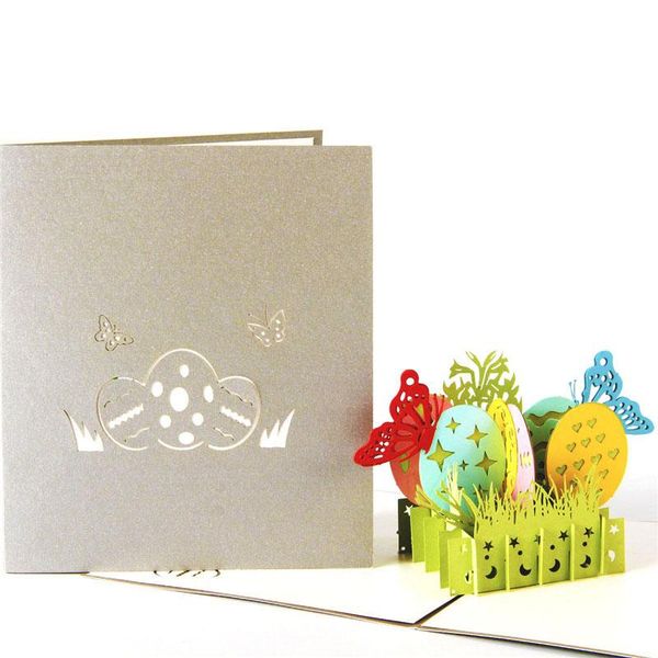 

greeting cards 3d laser cut handmade carving rainbow butterfly easter eggs paper invitation postcard children kids creative gift