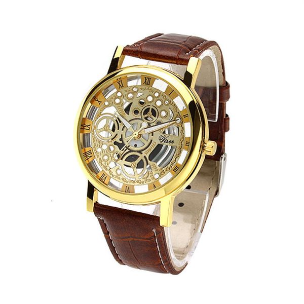 

watch fashion hollow out non mechanical belt, Slivery;brown