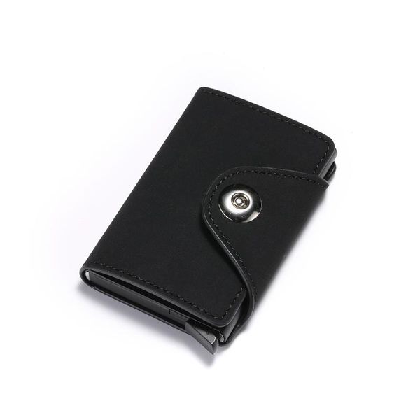 

card holders aaby 2021ss pu leather business holder with hasp single aluminum case for from shield rfid and nfc signals unisex, Brown;gray
