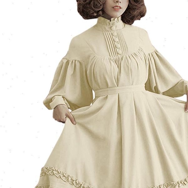 

womens long sleeve loose stand collar lace lantern sleeve cute small dress formal dress women elegant spaghetti straps 19sep11, Gray