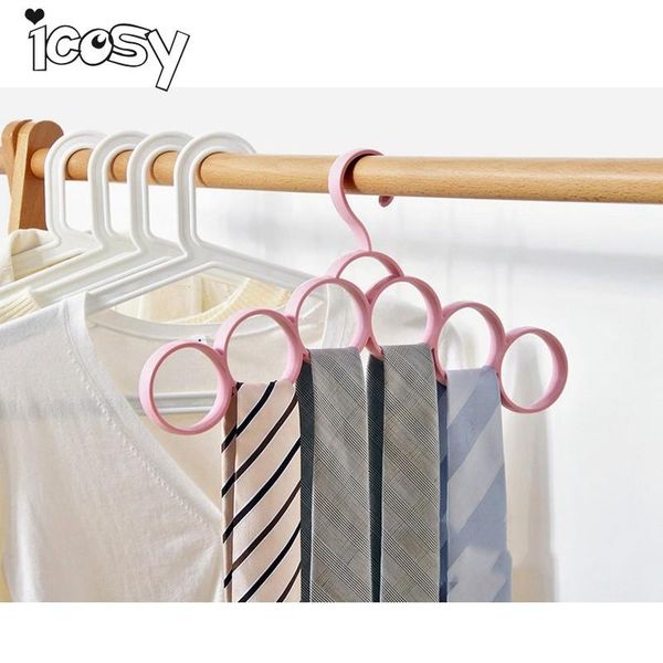 

hangers & racks multifunction anti-slip scarf hanger holder neck tie belts organizer 6 round loops accessory closet storage a3d15