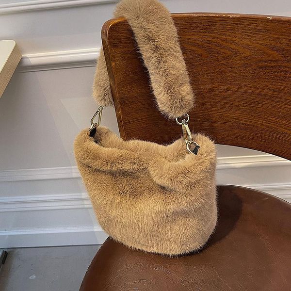 

evening bags explosions in autumn and winter plush bag 2021 shoulder female ins niche messenger handbag bucket furry fluffy