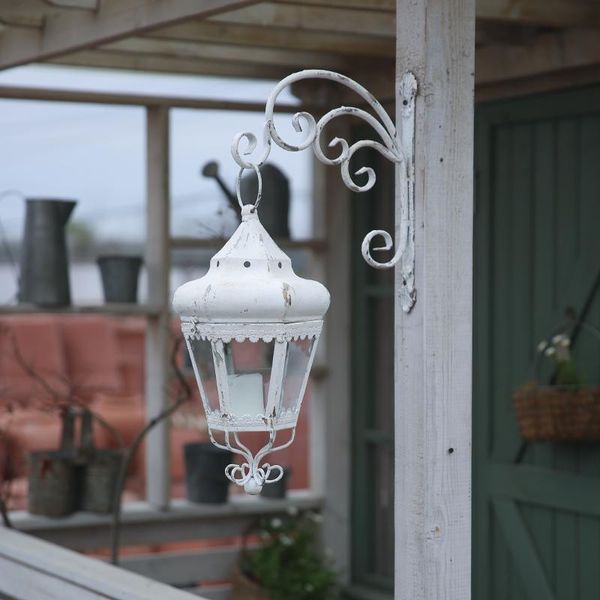 

candle holders white retro rustic hurricane lantern metal holder wall hanging