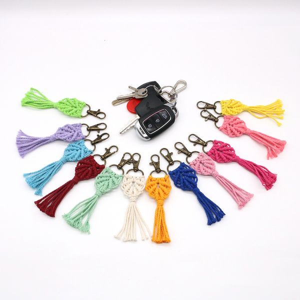

key chain creative hand woven ring multi color knapsack pendant heart shape, Silver