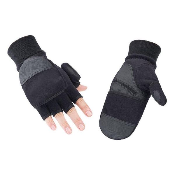 

five fingers gloves 1 pair fashion winter warm windproof fingerless cycling durable comfortable black flip male non-slip, Blue;gray