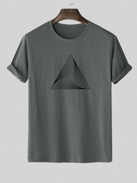 

men 3d geo print short sleeve tee 36ly#, White;black
