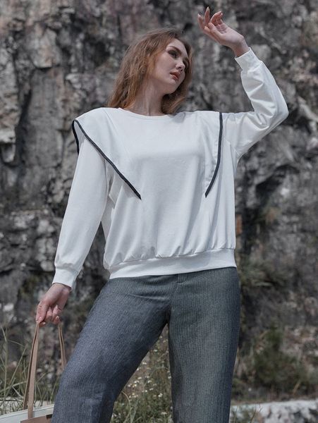 

plus contrast binding sweatshirt b7s7#, Black