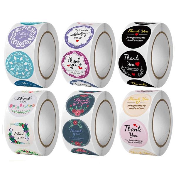 

jewelry pouches, bags 500pcs round paper printed sticker for diy handmade gift packaging display thank you stamps tags, Pink;blue