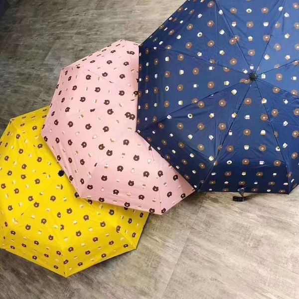 

bear umbrella full automatic black glue sunscreen shelter from the wind and rain three fold cute cartoon sunshine dual
