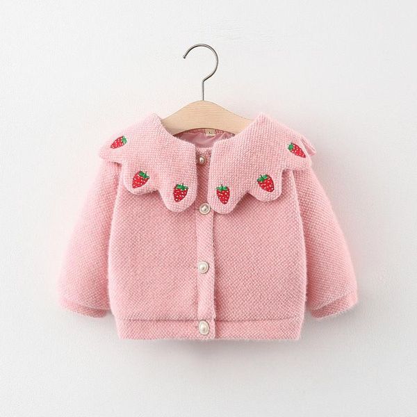 

jackets 2021 baby girls winter coat embroidery collar thick warm coats kids overcoats children clothes, Blue;gray