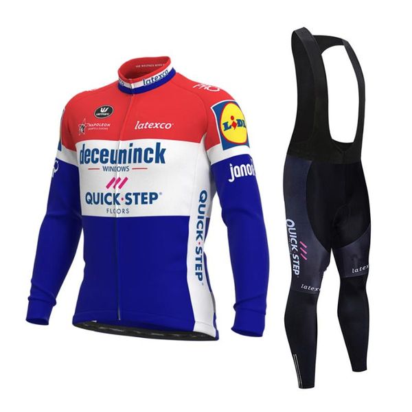 

racing sets quick step cycling jersey set spring pro bicycle team long sleeve clothes premium mtb mountain bike bib sportswear suit, Black;blue