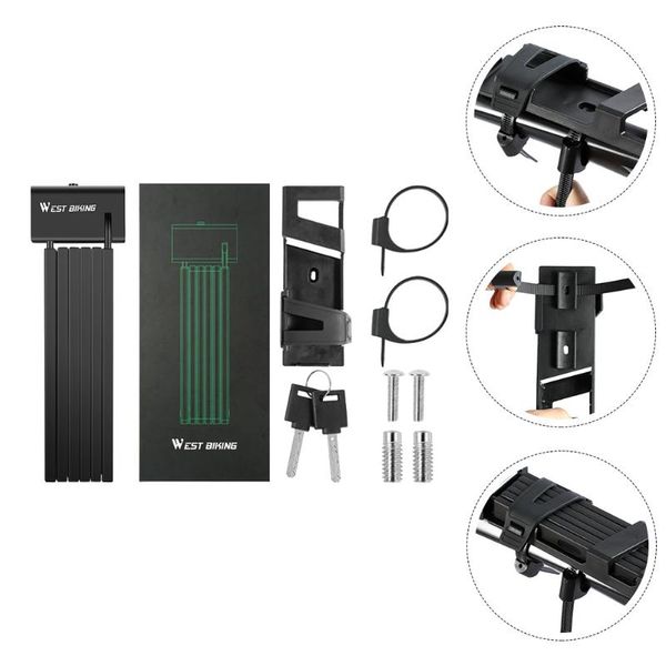 

bike locks 1pc folding lock anti-theft cycling manganese steel cut-resistant