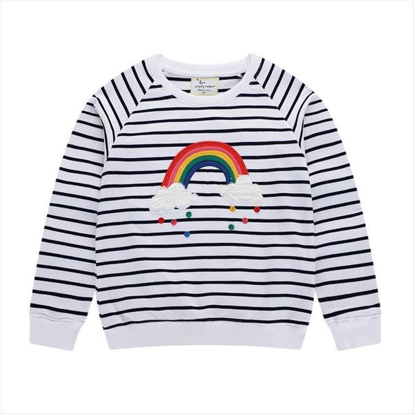 

autumn sweatshirts baby girls brand clothes stripe rainbow applique toddler kids girl outfits, Black