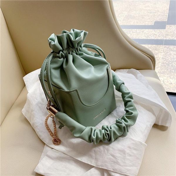 

shoulder bags ladies hand 2021 summer handbag fashion solid color bucket bag small with chain messenger