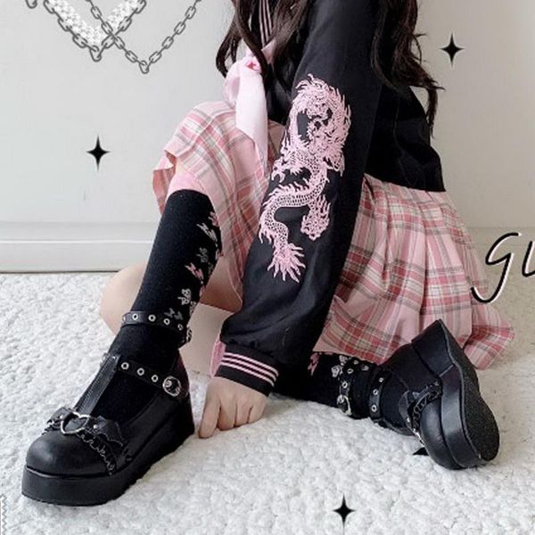 

dress shoes lolita high platform small leather spring autumn mary janes pumps wedges sweet gothic punk cosplay, Black