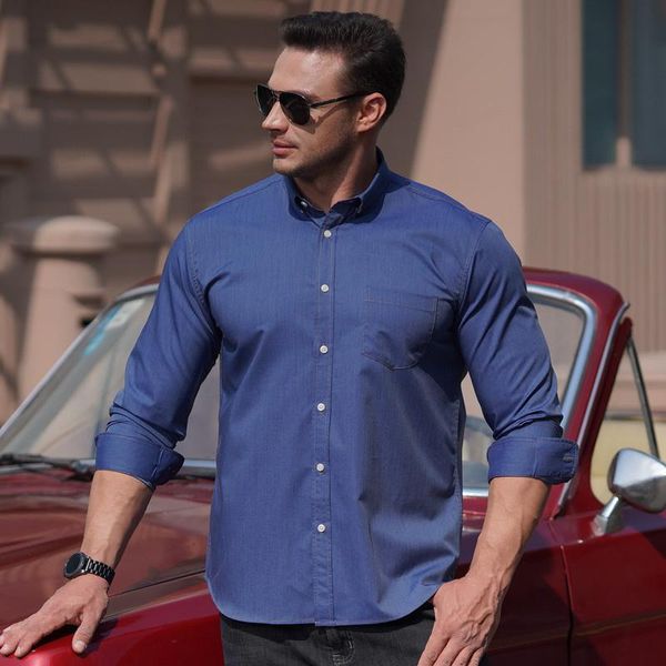 

men's casual shirts spring and w autumn large long sleeved shirt fat loose cowboy elastic plus big man, White;black