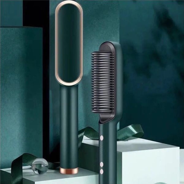 

2 in 1 hair straightener brush ceramic electric straightening beard brush fast heating curler straightener comb styler