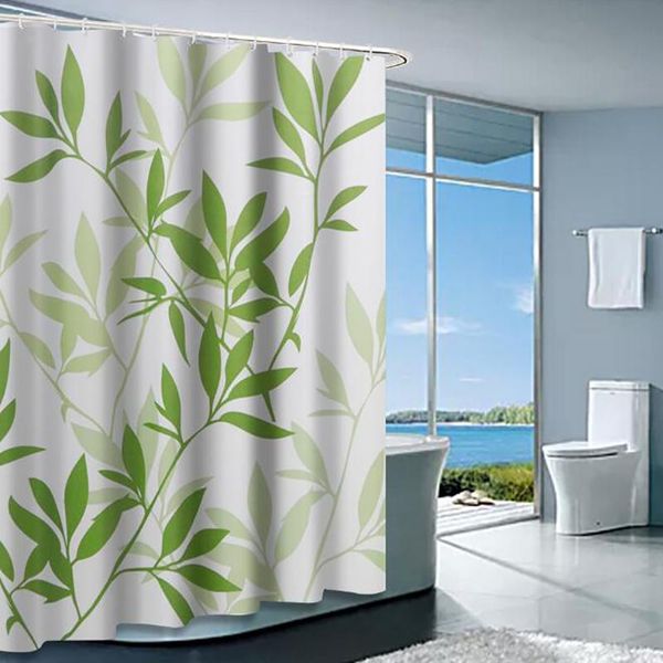 

plant leaf print shower curtains simple elegant curtain for bathroom waterproof polyester fabric bath curtain