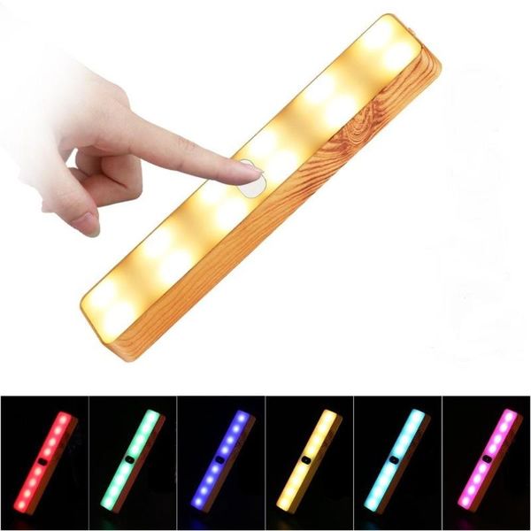 

rechargeable seven-color wood grain touch magnetic night lamp creative bedside outdoor wall cabinet bar light