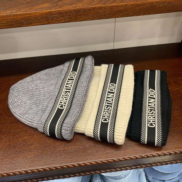 

hat d family autumn and winter wool versatile knitted cold letter warm ear cap female, Blue;gray