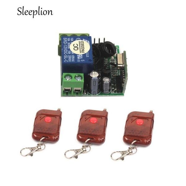 

smart home control sleeplion mini dc 12v 10a relay 1ch wireless remote switch 3 transmitter+ receiver on/off 315mhz 433mhz module