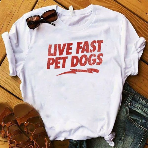 

and women lady live mens t shirts fast dog printed ladies short sleeve tee female clothes graphic, White;black