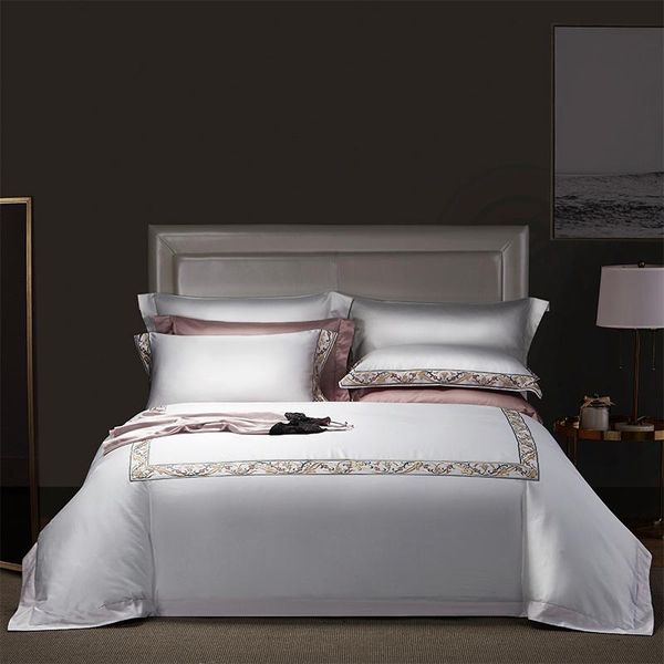 

bedding sets 1000tc egyptian cotton chic embroidery set white grey el duvet cover bed sheet pillowcases  king size 4pcs