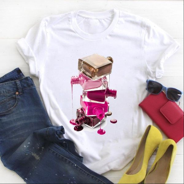 

women 3d fingernail printed fashion trend ladies summer t tee female shirt clothes tshirt womens graphic t shirt, White