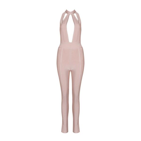 

women's jumpsuits & rompers bandage jumpsuit women black o-neck sleeveless hollow out celebrity party runway bodycon bodysuit wholesale, Black;white