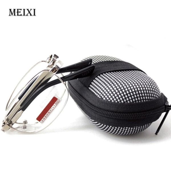 

sunglasses foldable 818 men women reading glasses zipper case with belt clip presbyopic eyewear +1.0+1.5+2.0+2.5+3.0+3.5 +4.0, White;black