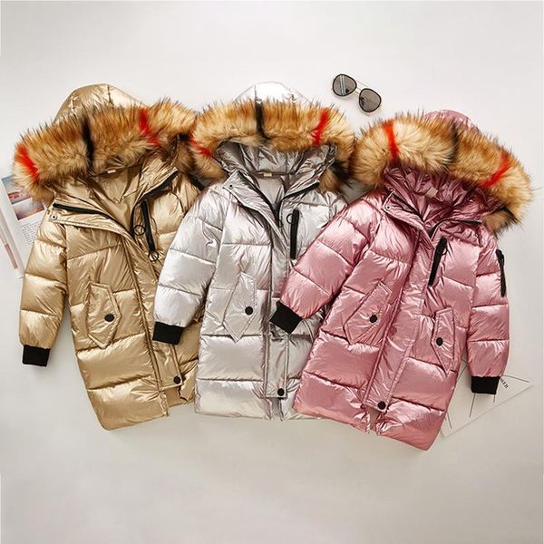 

down coat 2021 long fur hooded kids parkas waterproof warm baby girl jacket outdoor fashion children teenager snowsuit clothes, Blue;gray